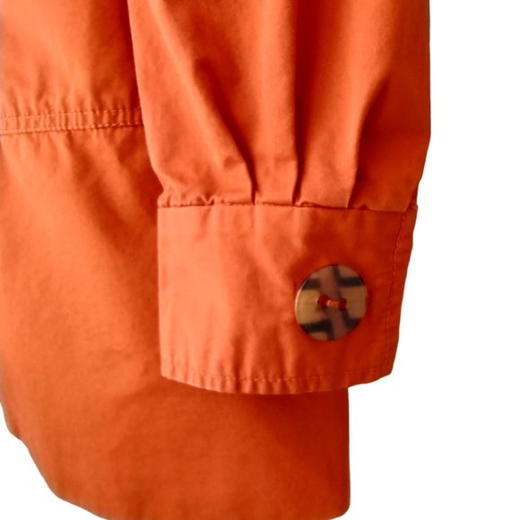 Anthropologie Elevenses Orange Spring Button Up Pea coat- trench style Jacket 2 - Picture 13 of 14